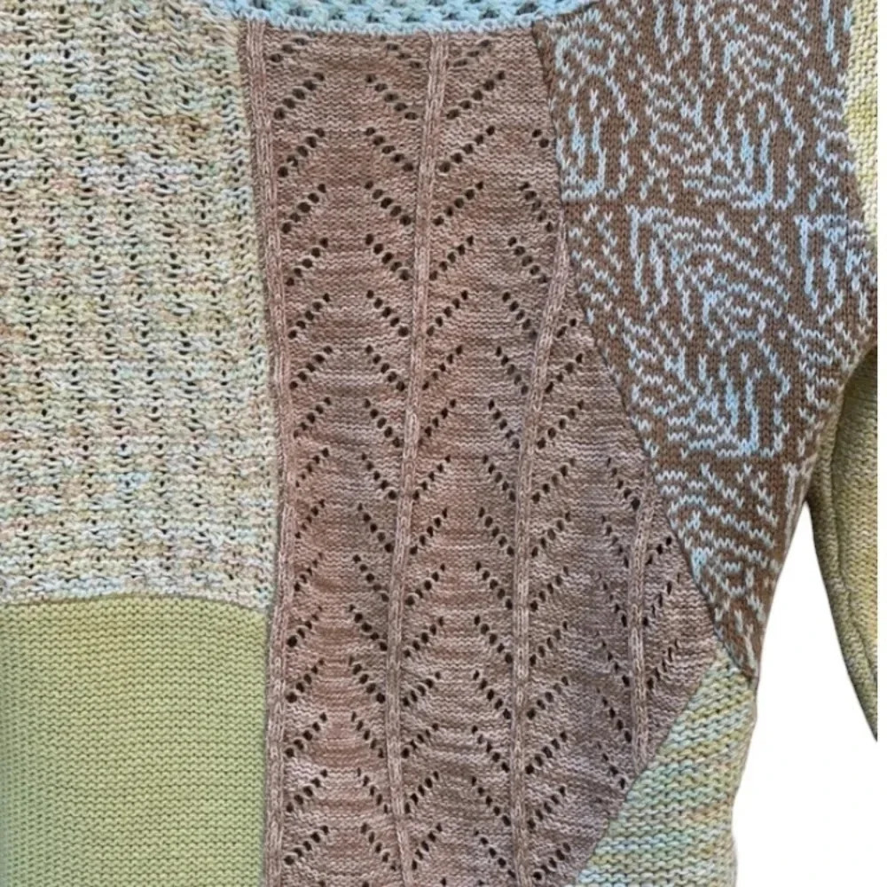 Vintage 90s Coldwater Creek Color Block Patch work  Sweater Womens small - Picture 4 of 5